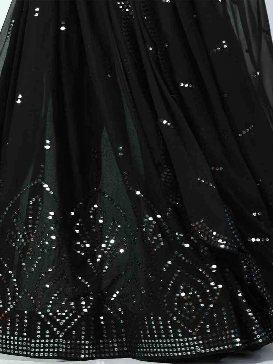 Black Faux Georgette Embroidered Party Wear Festival Circular Lehenga Choli