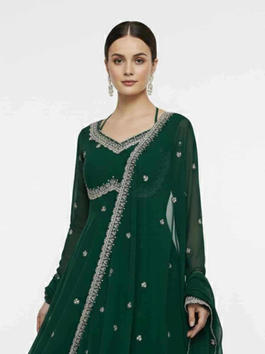 Black Fox Georgette Embroidery Party Wedding Festival Casual Ready Anarkali Salwar Kameez