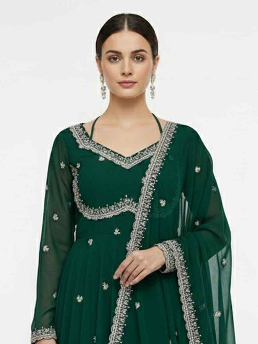 Black Fox Georgette Embroidery Party Wedding Festival Casual Ready Anarkali Salwar Kameez