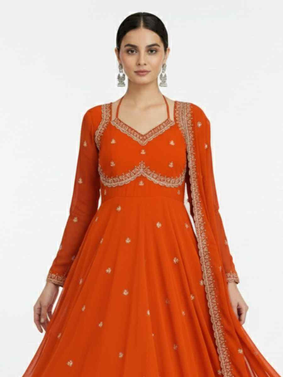 Black Fox Georgette Embroidery Party Wedding Festival Casual Ready Anarkali Salwar Kameez