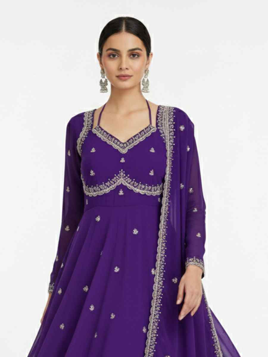 Black Fox Georgette Embroidery Party Wedding Festival Casual Ready Anarkali Salwar Kameez