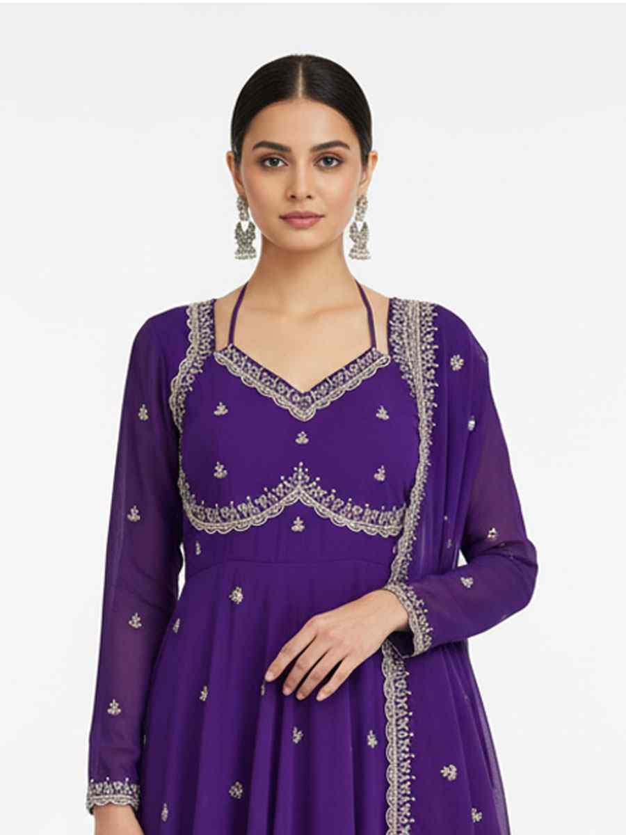 Black Fox Georgette Embroidery Party Wedding Festival Casual Ready Anarkali Salwar Kameez