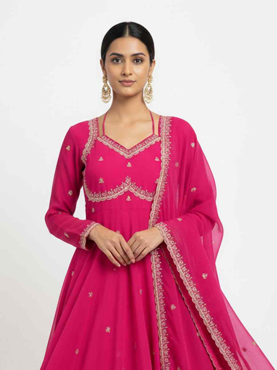 Black Fox Georgette Embroidery Party Wedding Festival Casual Ready Anarkali Salwar Kameez