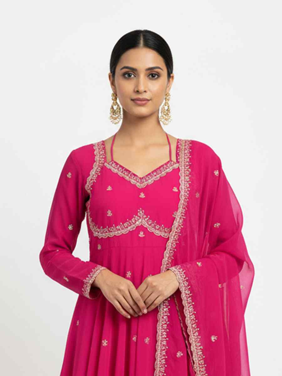 Black Fox Georgette Embroidery Party Wedding Festival Casual Ready Anarkali Salwar Kameez