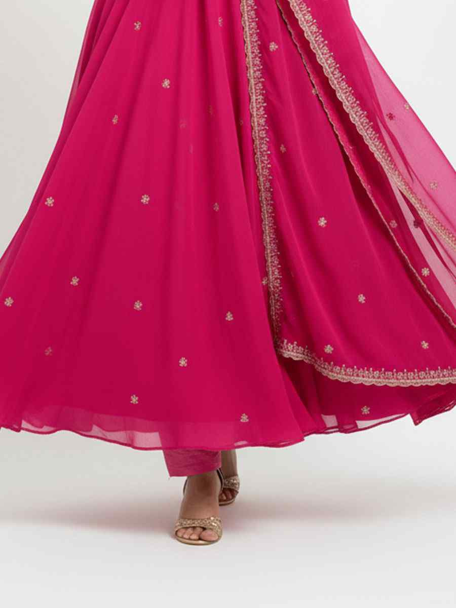 Black Fox Georgette Embroidery Party Wedding Festival Casual Ready Anarkali Salwar Kameez