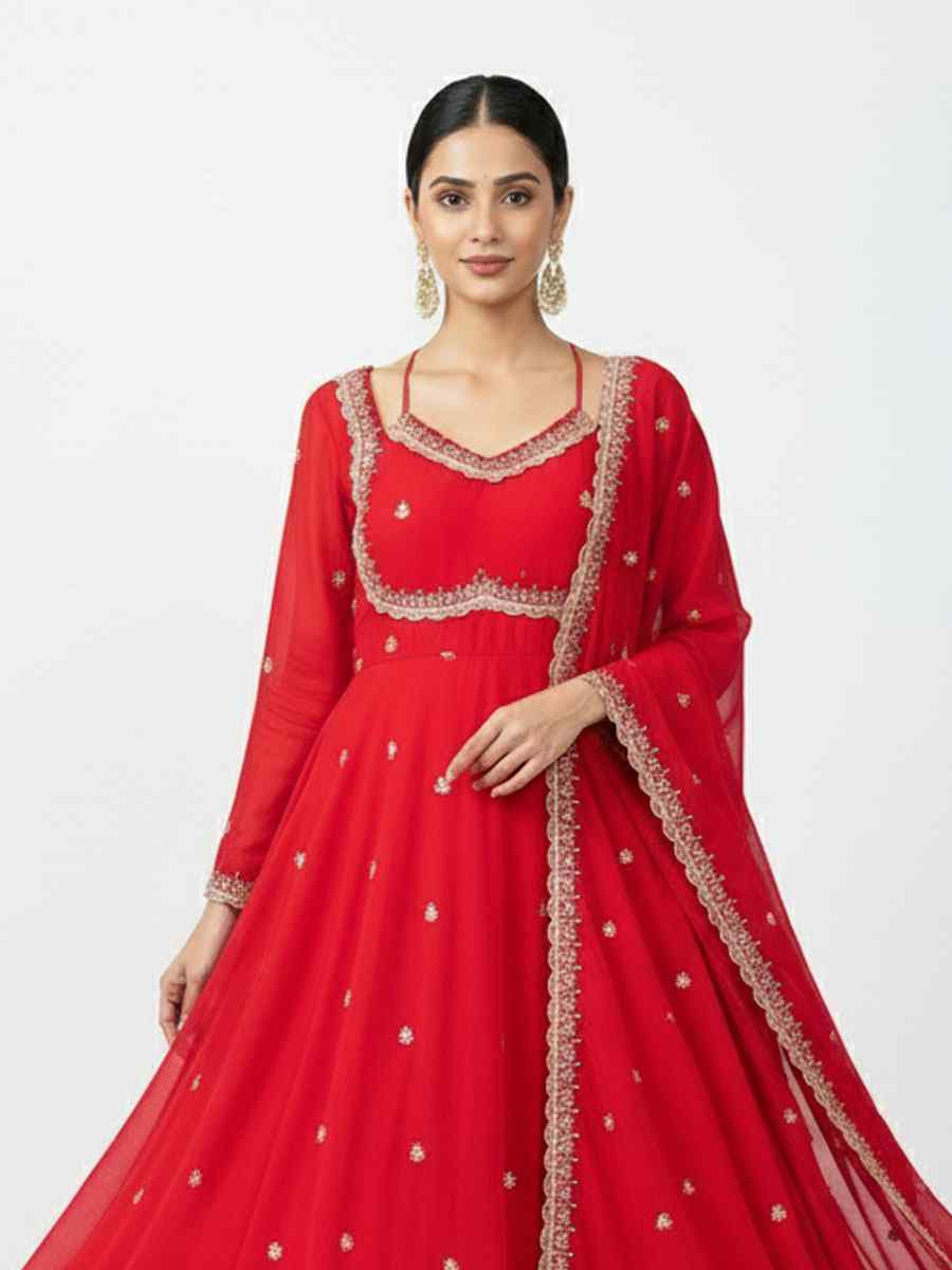 Black Fox Georgette Embroidery Party Wedding Festival Casual Ready Anarkali Salwar Kameez