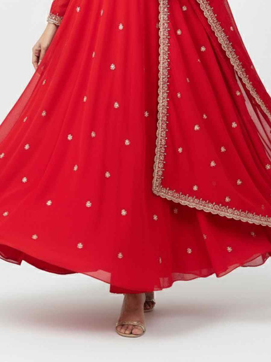 Black Fox Georgette Embroidery Party Wedding Festival Casual Ready Anarkali Salwar Kameez