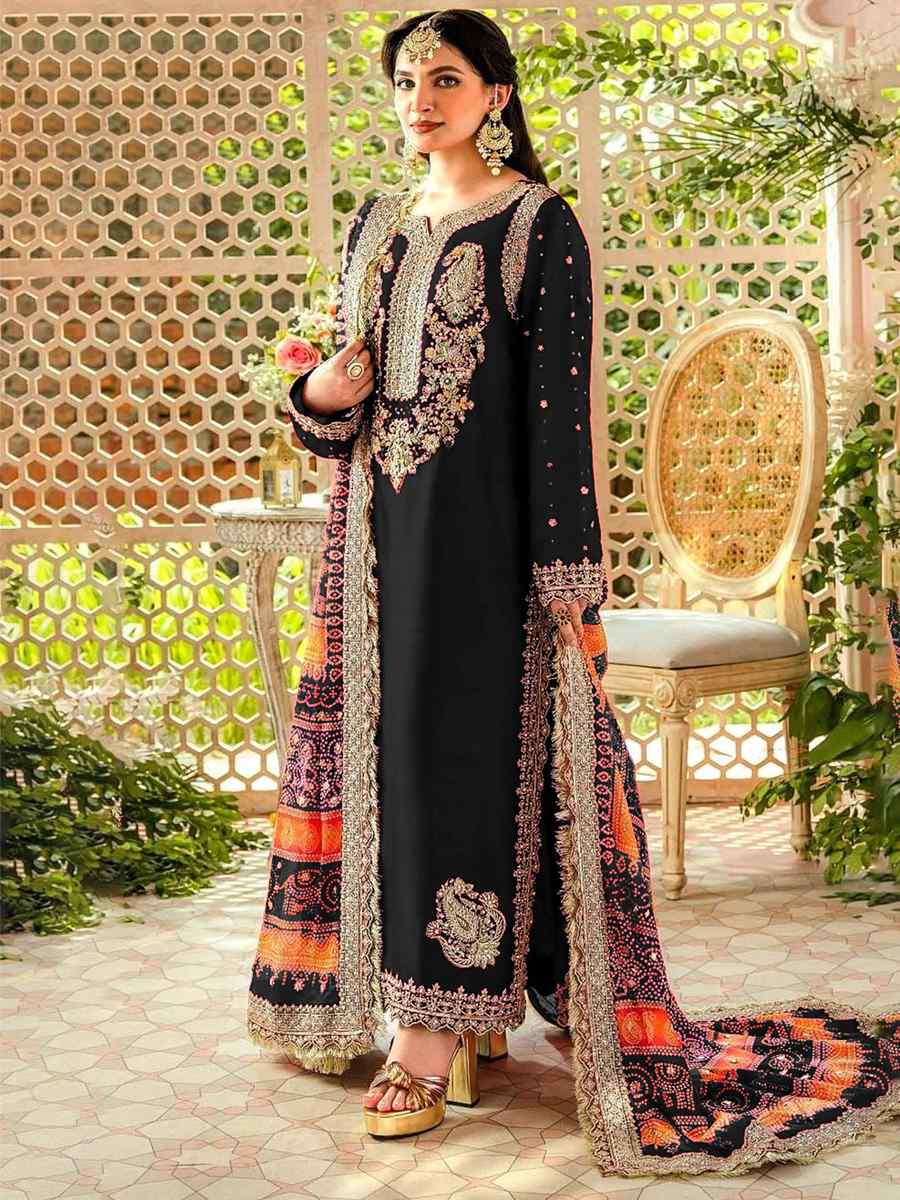 Black Georgette Embroidered Festival Casual Pant Salwar Kameez