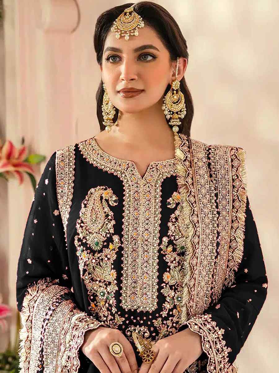 Black Georgette Embroidered Festival Casual Pant Salwar Kameez