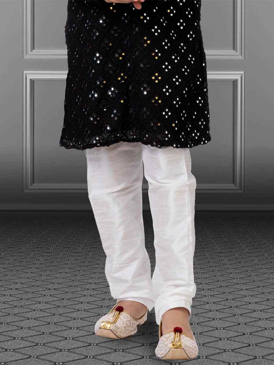 Black Georgette Embroidered Festival Kurta Pyjama Boys Wear