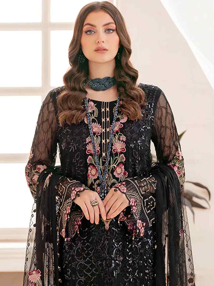 Black Georgette Embroidered Festival Party Pant Salwar Kameez