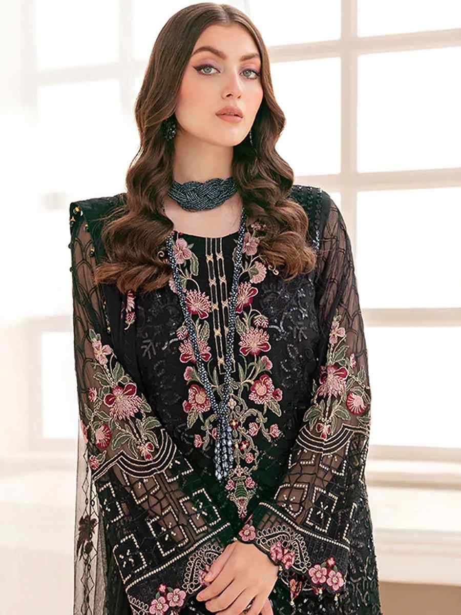 Black Georgette Embroidered Festival Party Pant Salwar Kameez