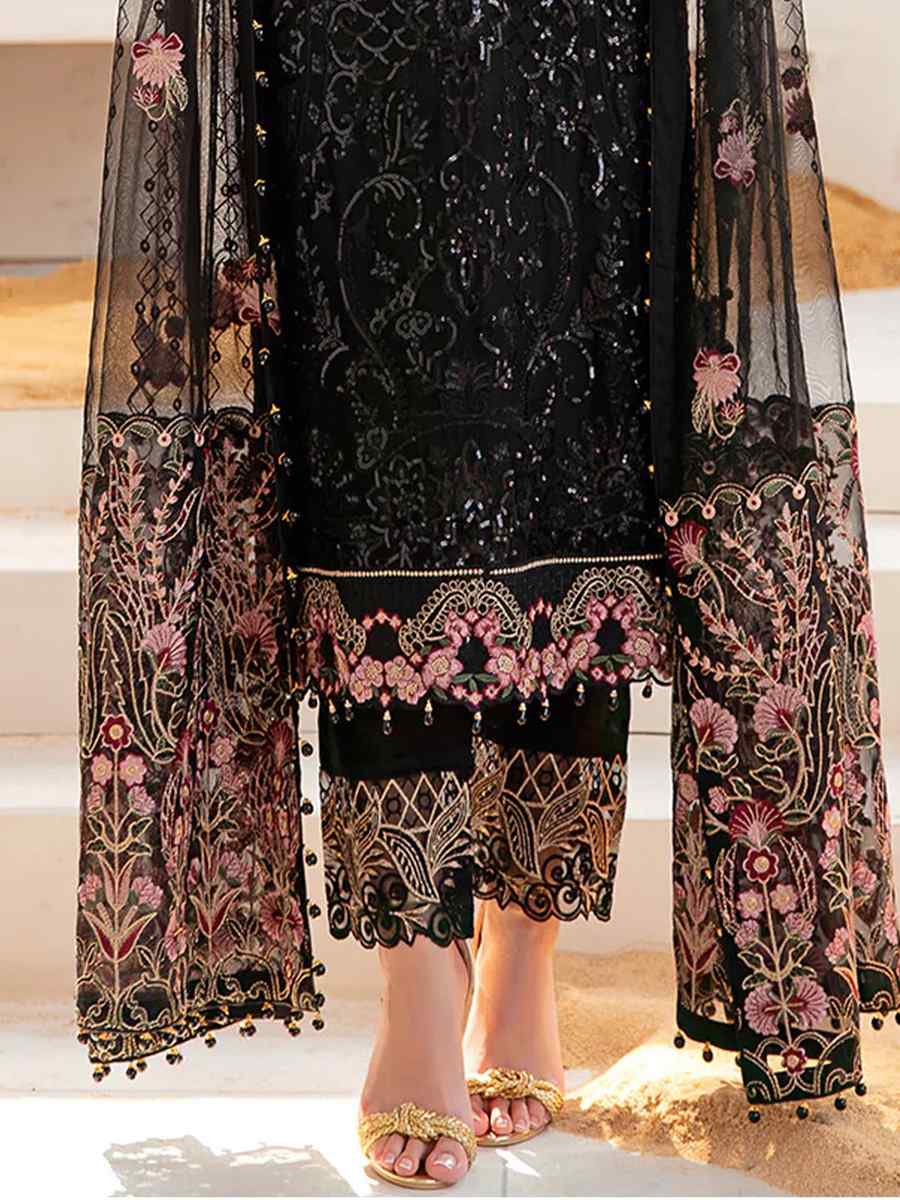 Black Georgette Embroidered Festival Party Pant Salwar Kameez
