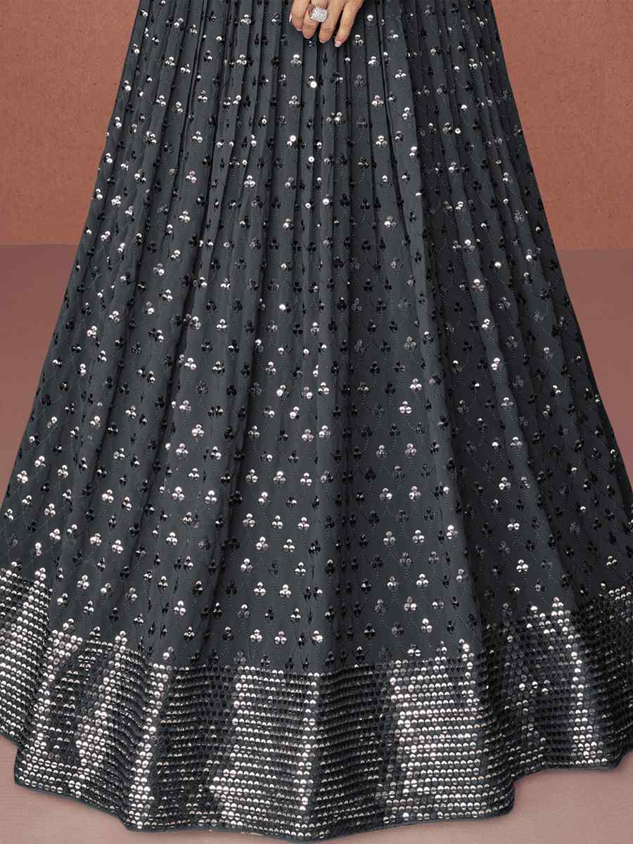 Black Georgette Embroidered Festival Wedding Anarkali Salwar Kameez