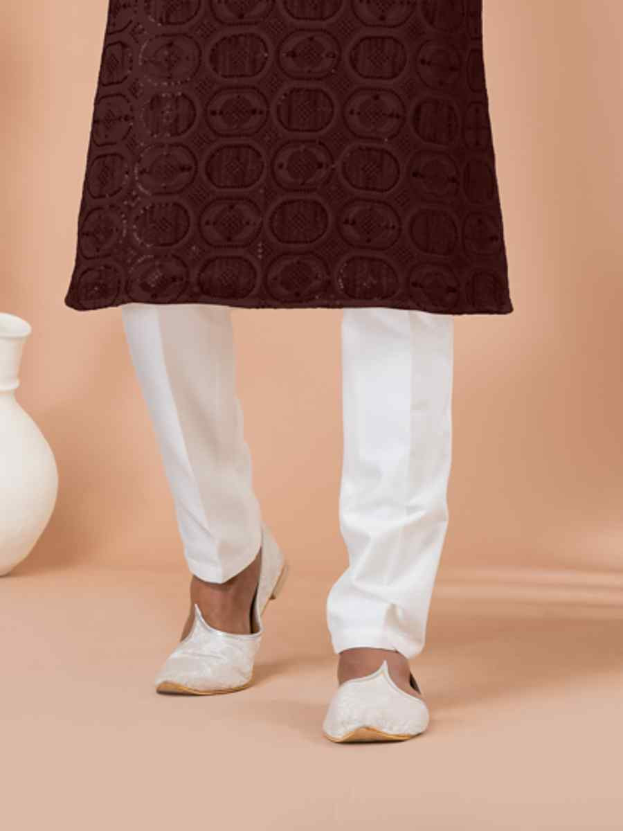 Black Georgette Embroidered Festival Wedding Kurta