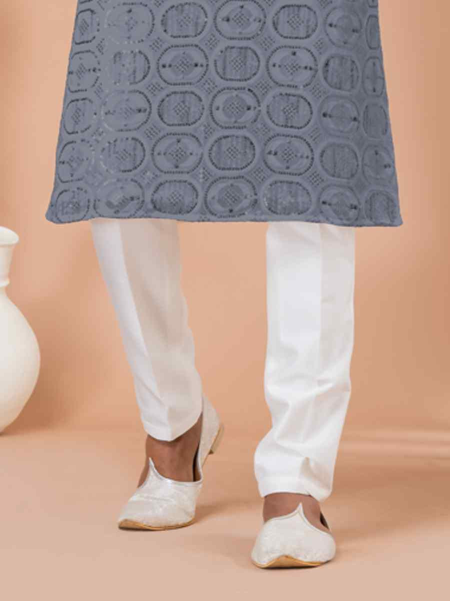 Black Georgette Embroidered Festival Wedding Kurta
