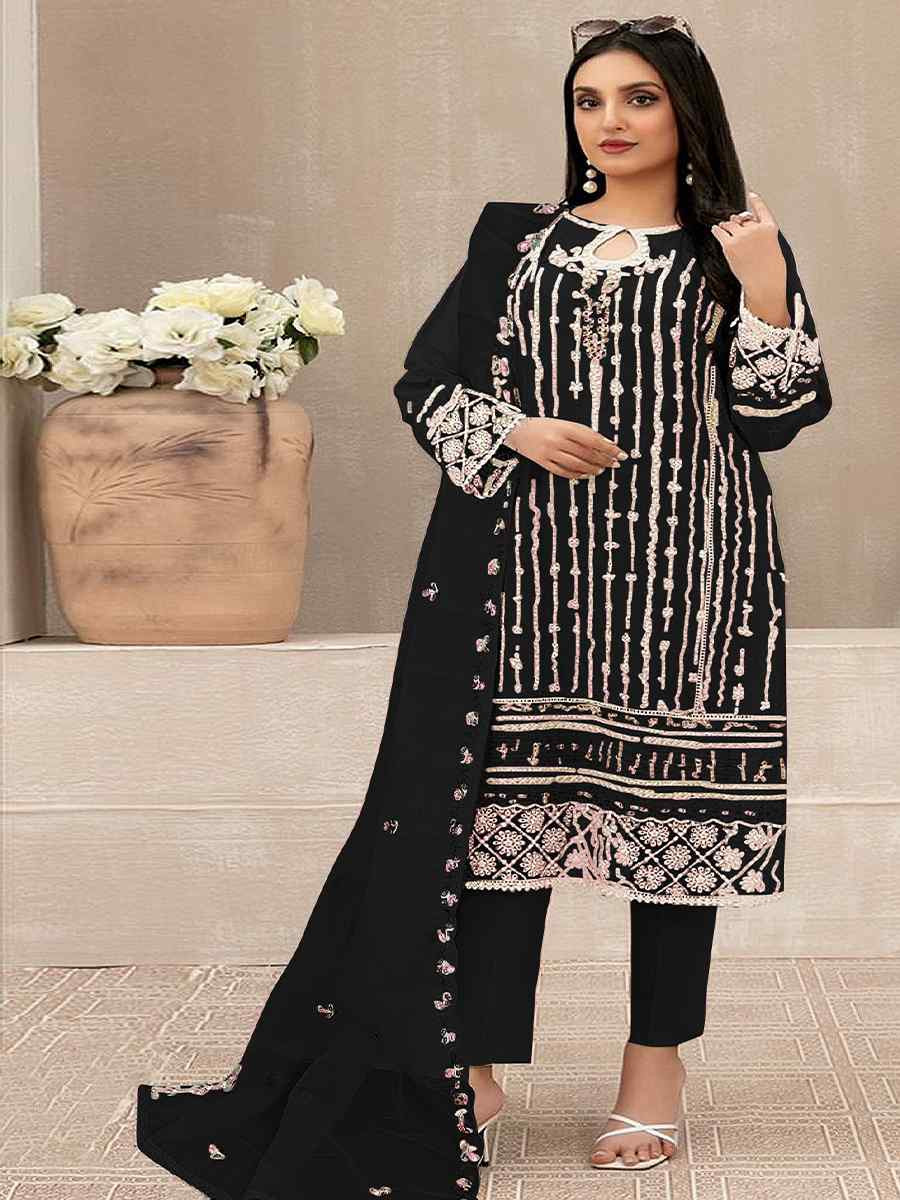 Black Georgette Embroidered Festival Wedding Pant Salwar Kameez