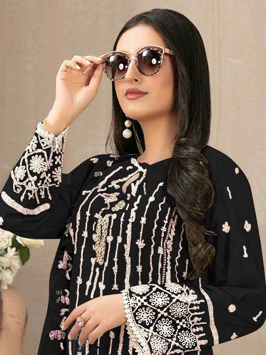 Black Georgette Embroidered Festival Wedding Pant Salwar Kameez