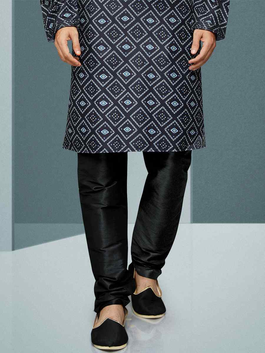 Black Hand Loomed In Rich Yarns Of Cotton Printed Festival Kurta