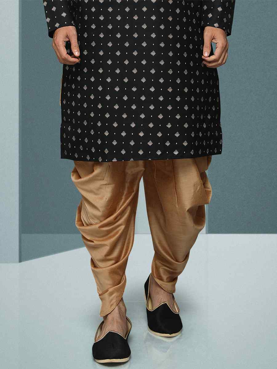 Black Hand Loomed In Rich Yarns Of Cotton Printed Festival Kurta