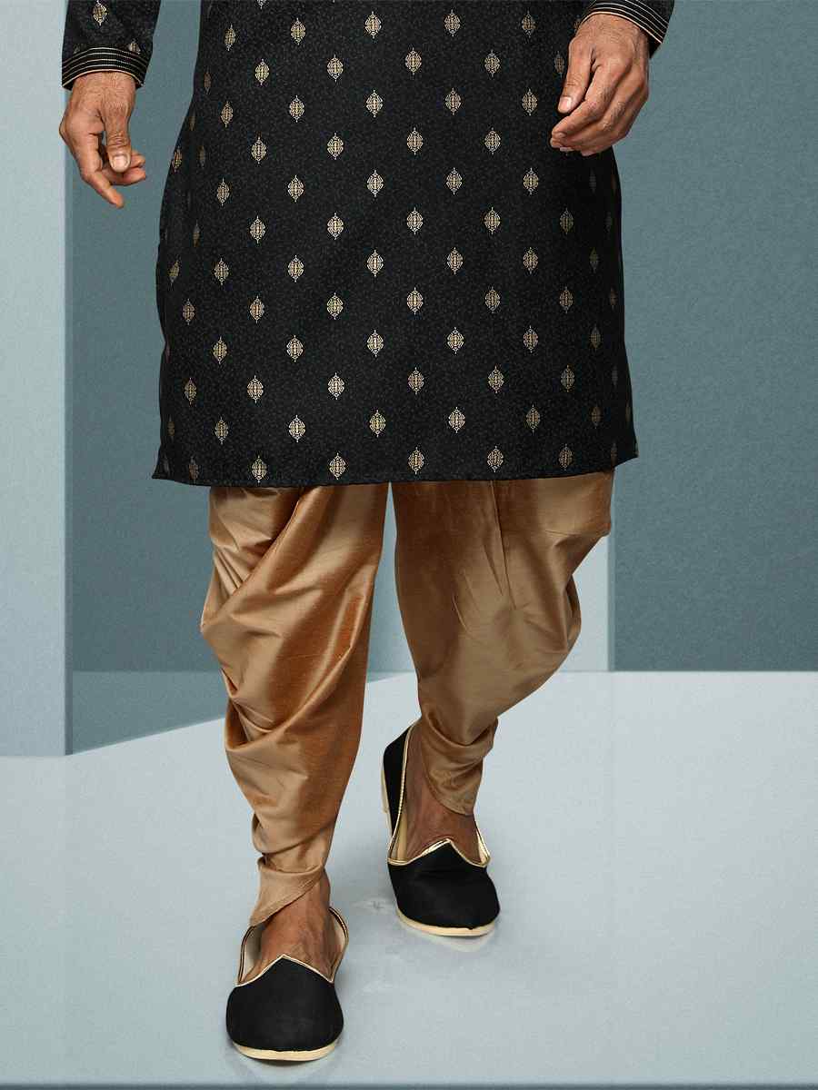 Black Hand Loomed In Rich Yarns Of Cotton Printed Festival Kurta