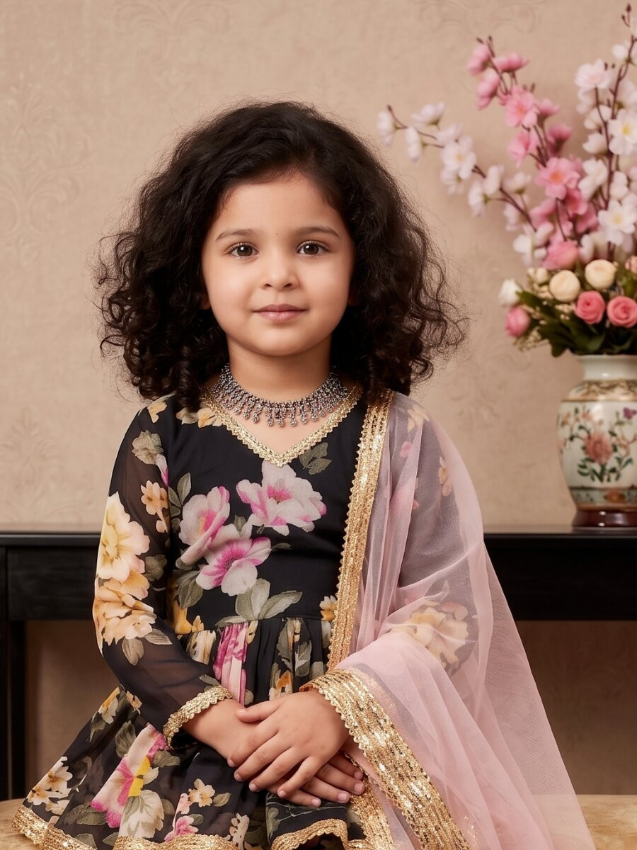 Black Heavy Fox Georgette Digital Print With Less Traditional Ethnic Casual Festival Party Wedding Salwars Girls Wear