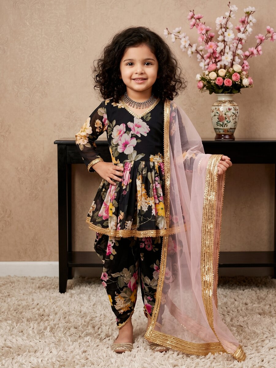Black Heavy Fox Georgette Digital Print With Less Traditional Ethnic Casual Festival Party Wedding Salwars Girls Wear