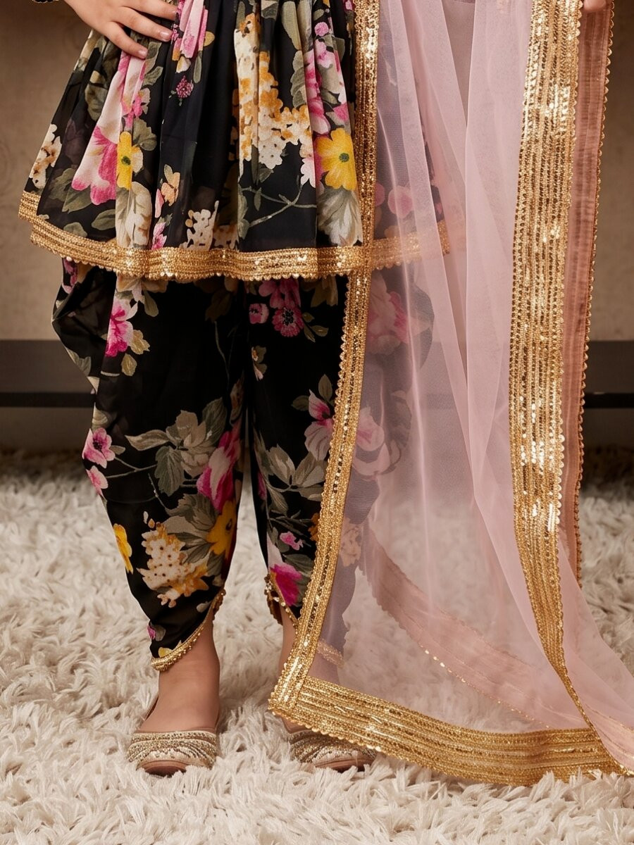 Black Heavy Fox Georgette Digital Print With Less Traditional Ethnic Casual Festival Party Wedding Salwars Girls Wear