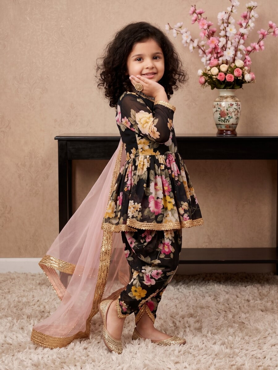 Black Heavy Fox Georgette Digital Print With Less Traditional Ethnic Casual Festival Party Wedding Salwars Girls Wear