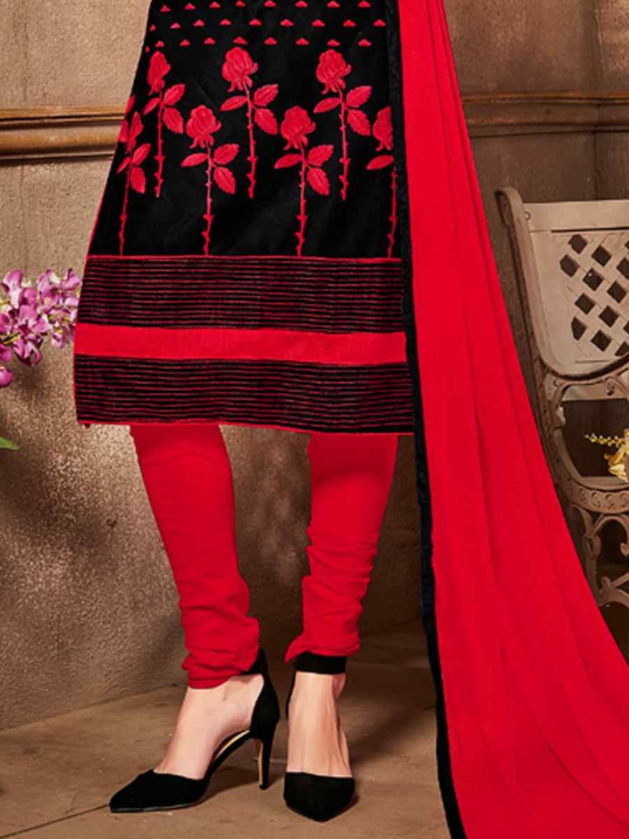 Black Heavy Glass Cotton Embroidered Casual Festival Churidar Salwar Kameez