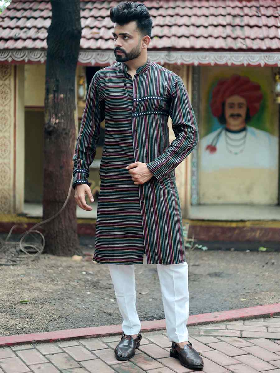 Black Heavy Rayon Embroidered Festival Kurta