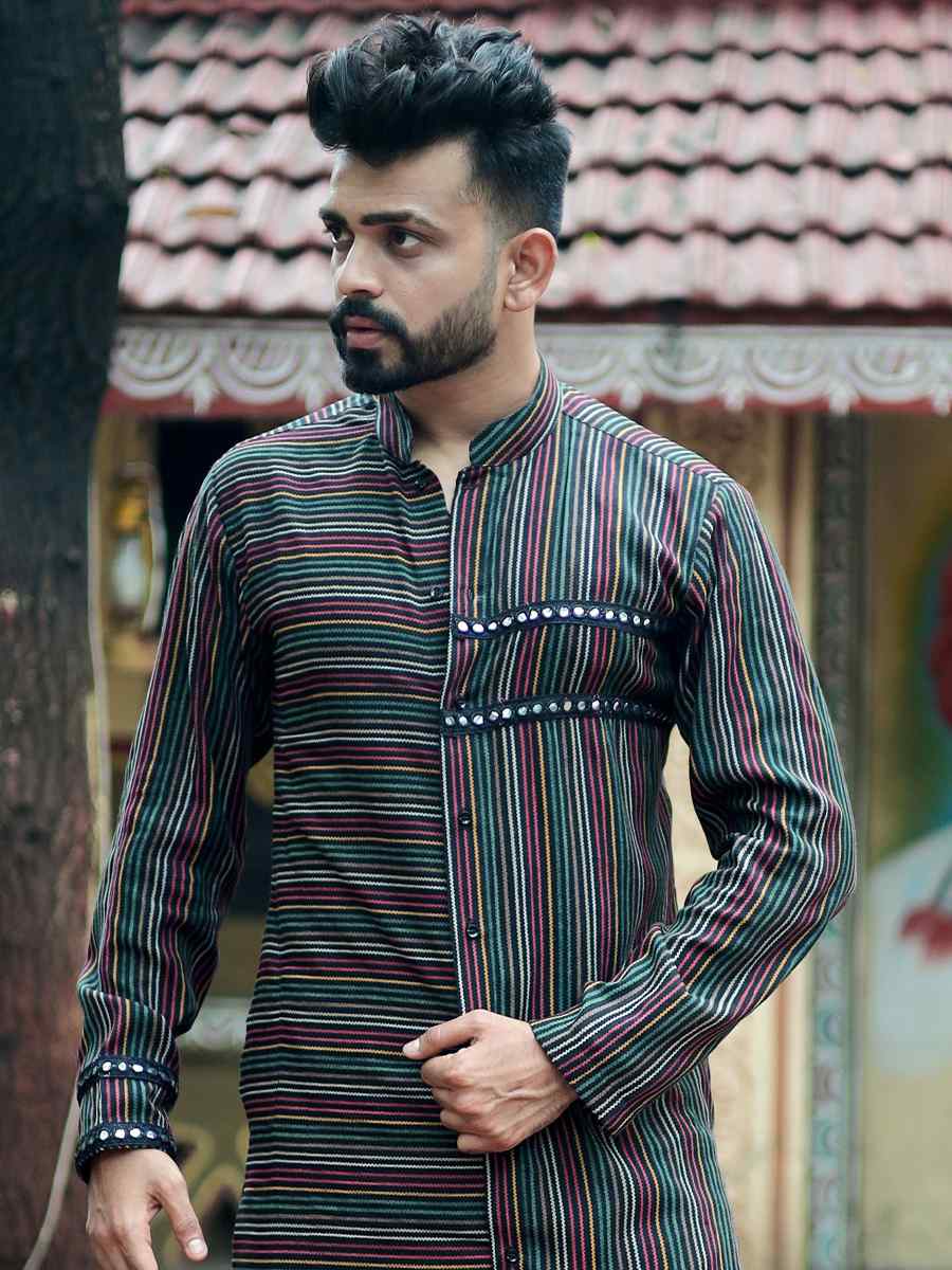 Black Heavy Rayon Embroidered Festival Kurta