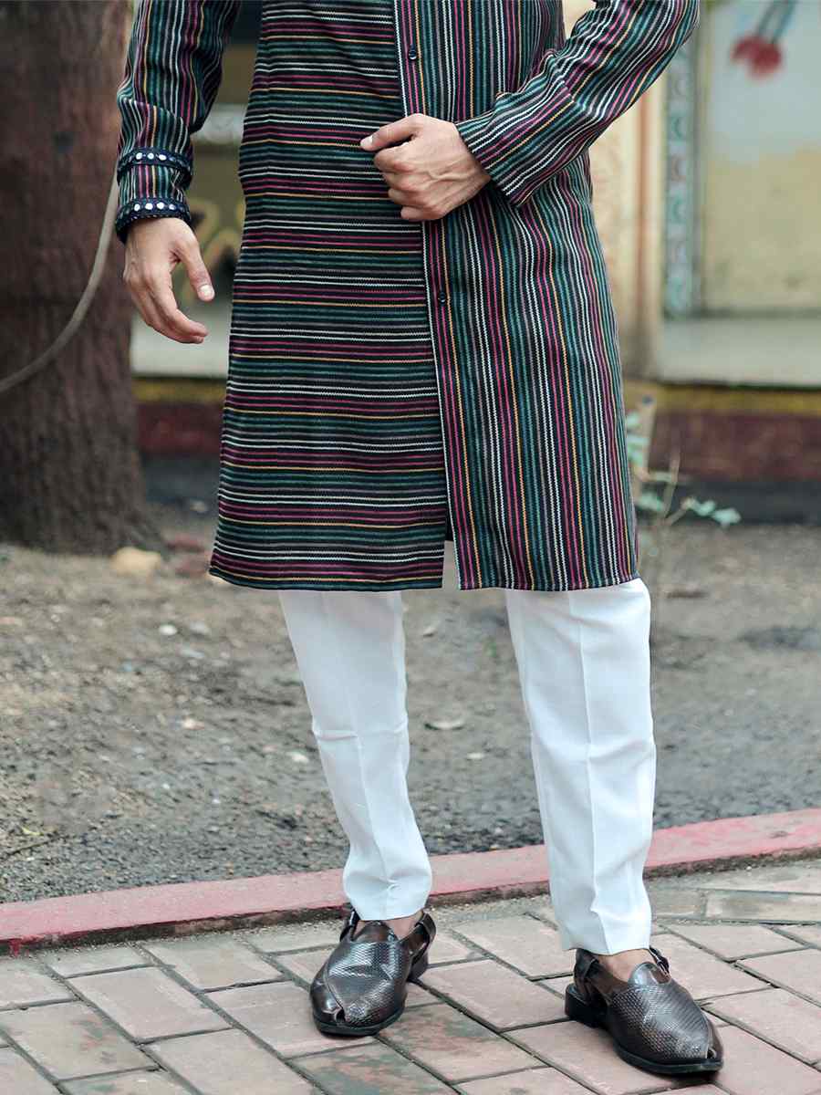 Black Heavy Rayon Embroidered Festival Kurta