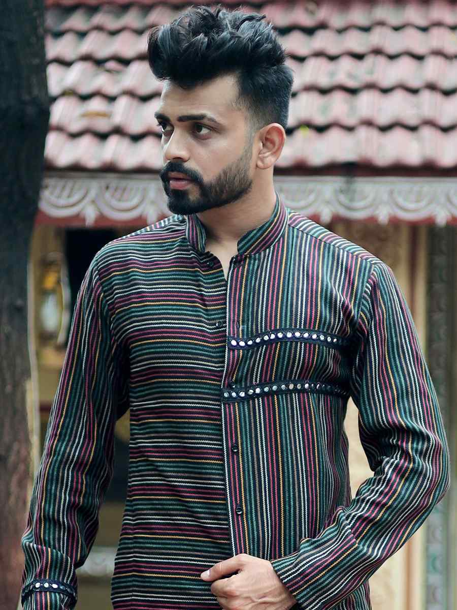 Black Heavy Rayon Embroidered Festival Kurta