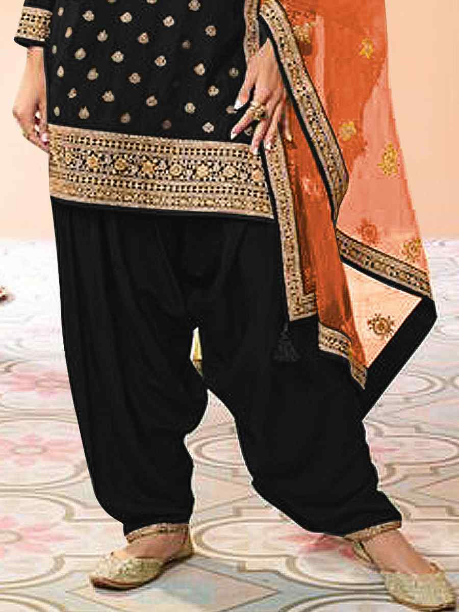 Black Jacquard Embroidered Festival Casual Weeding Patiala Salwar Kameez