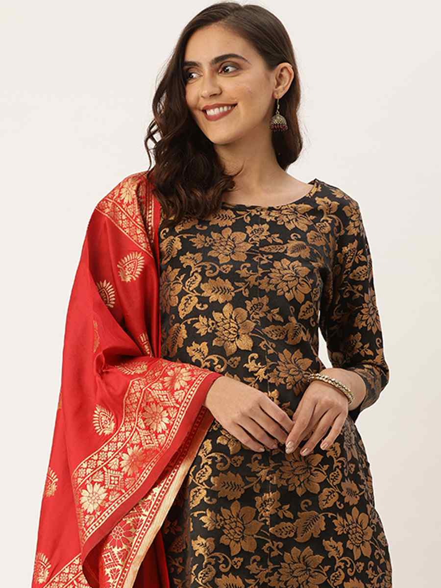 Black Jacquard Embroidered Party Casual Pant Salwar Kameez