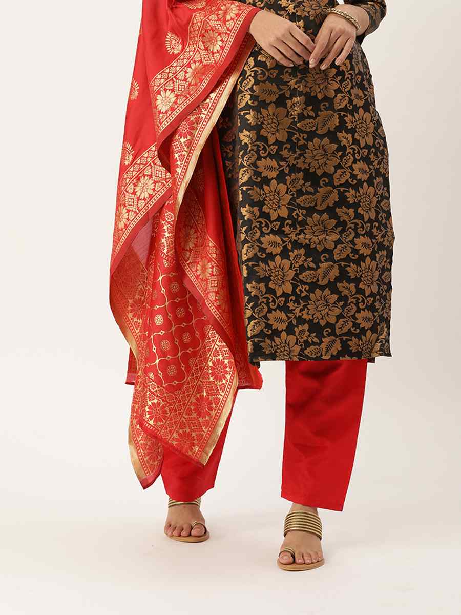 Black Jacquard Embroidered Party Casual Pant Salwar Kameez