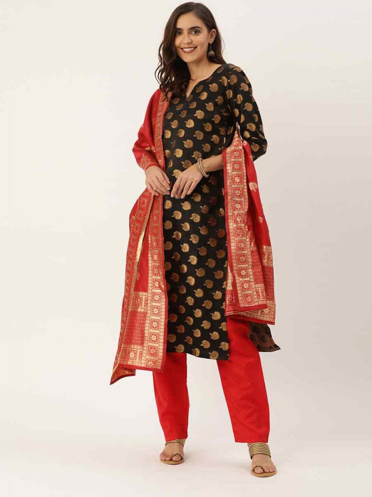 Black Jacquard Embroidered Party Casual Pant Salwar Kameez