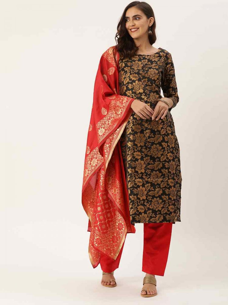 Black Jacquard Embroidered Party Casual Pant Salwar Kameez