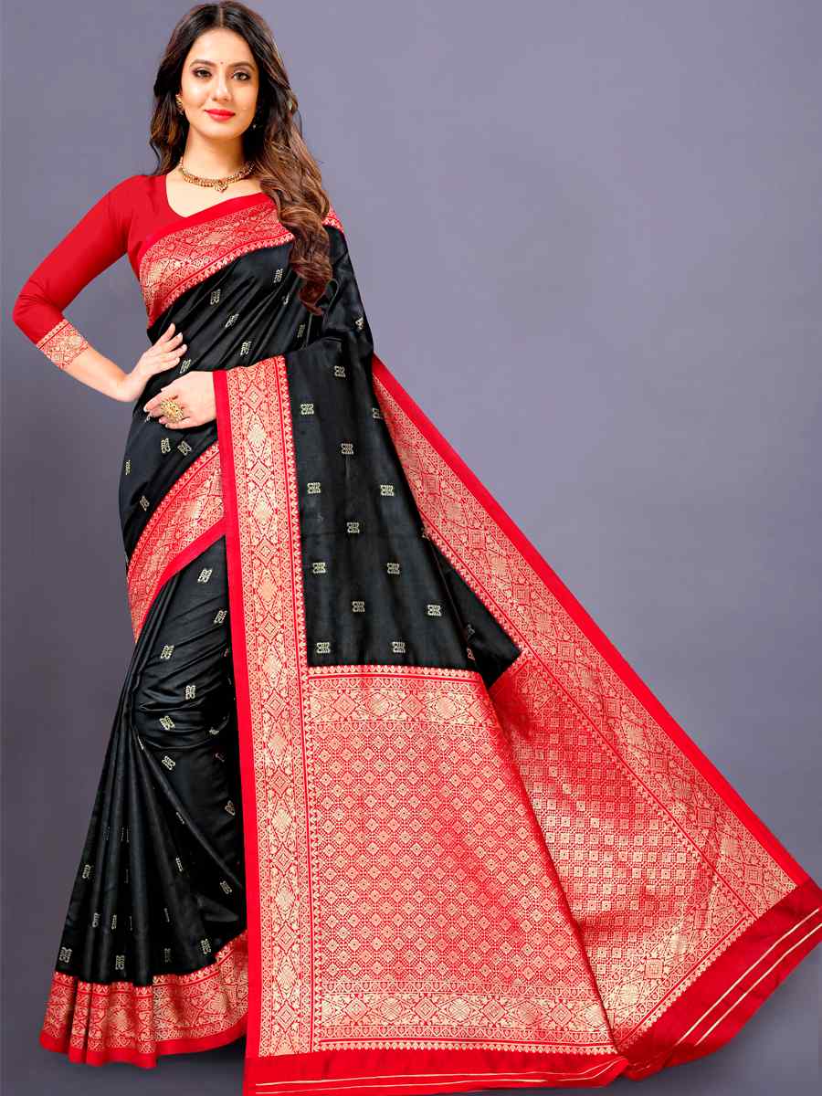 Black Jacquard Handwoven Wedding Festival Heavy Border Saree