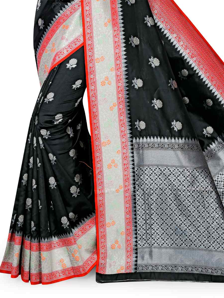 Black Jacquard Handwoven Wedding Festival Heavy Border Saree