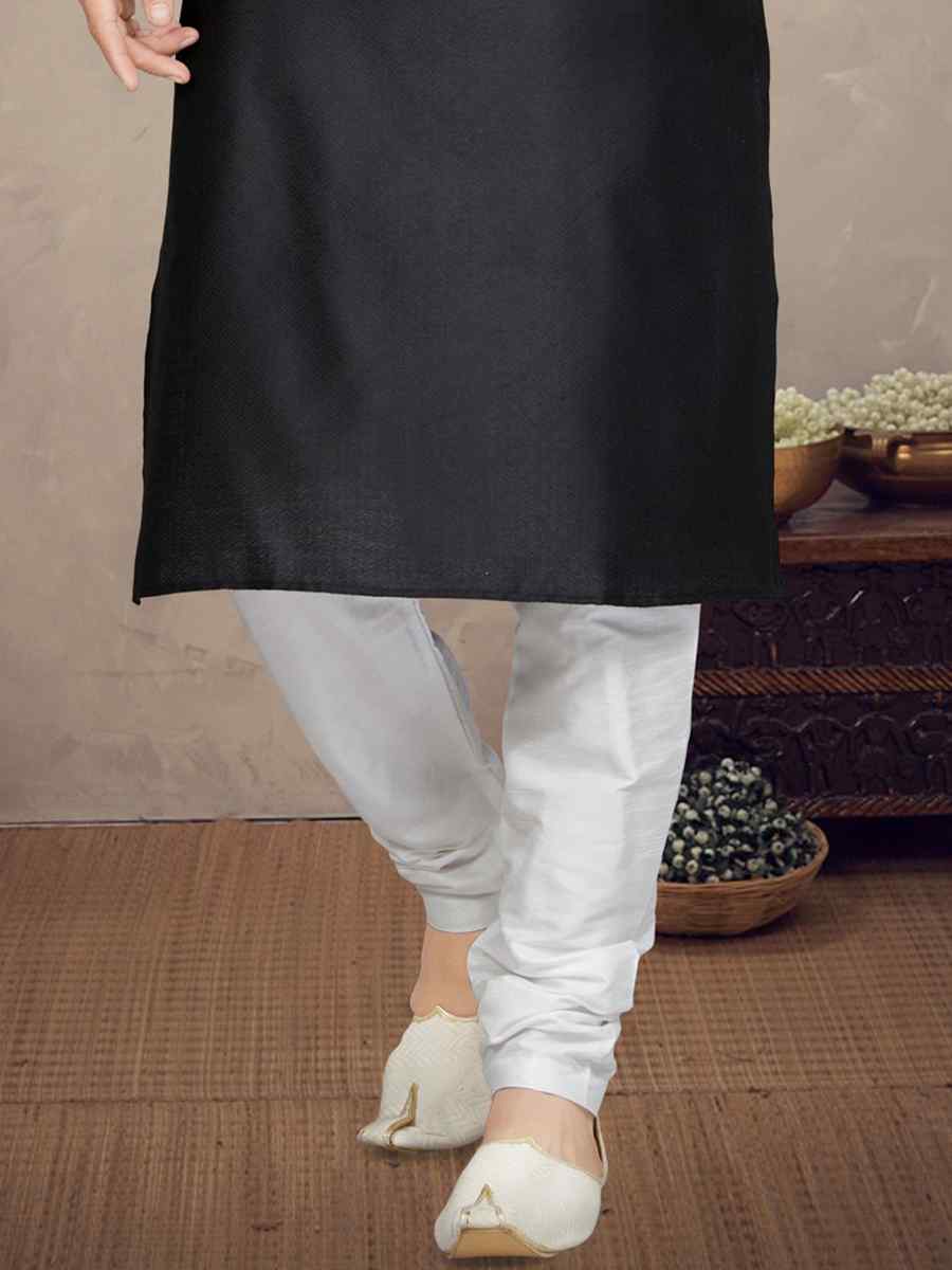 Black Jacquard Woven Festival Mehendi Kurta