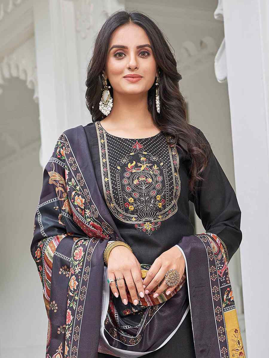 Black Magic Cotton Embroidered Festival Casual Pant Ready Salwar Kameez
