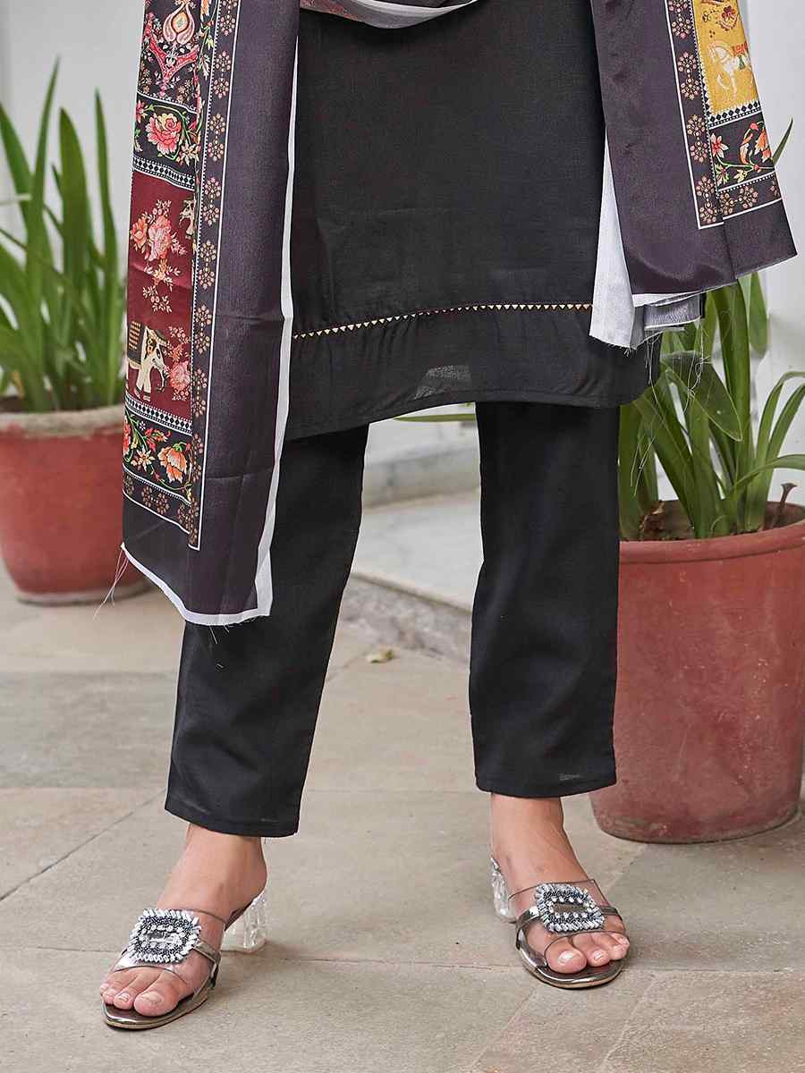 Black Magic Cotton Embroidered Festival Casual Pant Ready Salwar Kameez