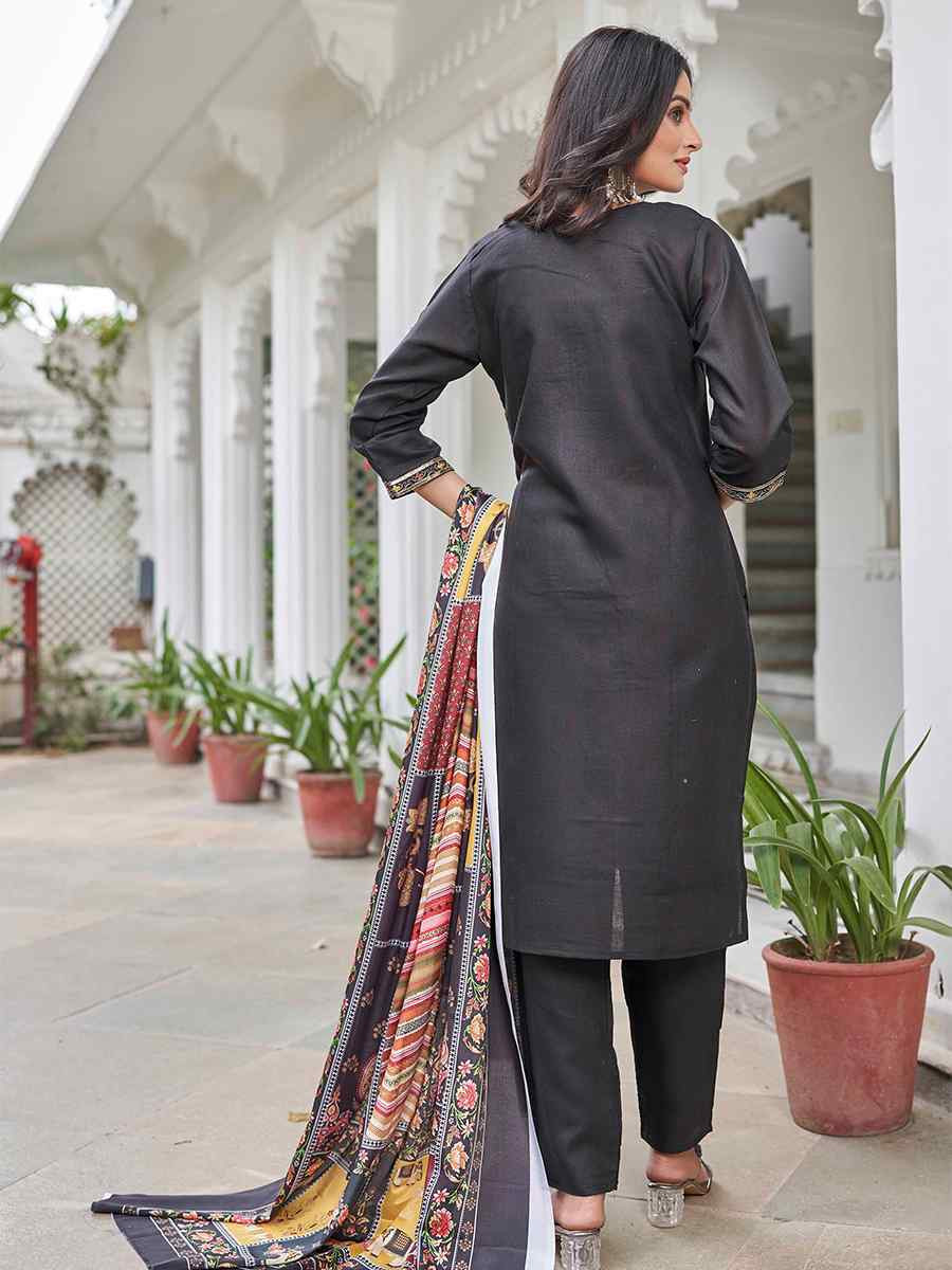 Black Magic Cotton Embroidered Festival Casual Pant Ready Salwar Kameez