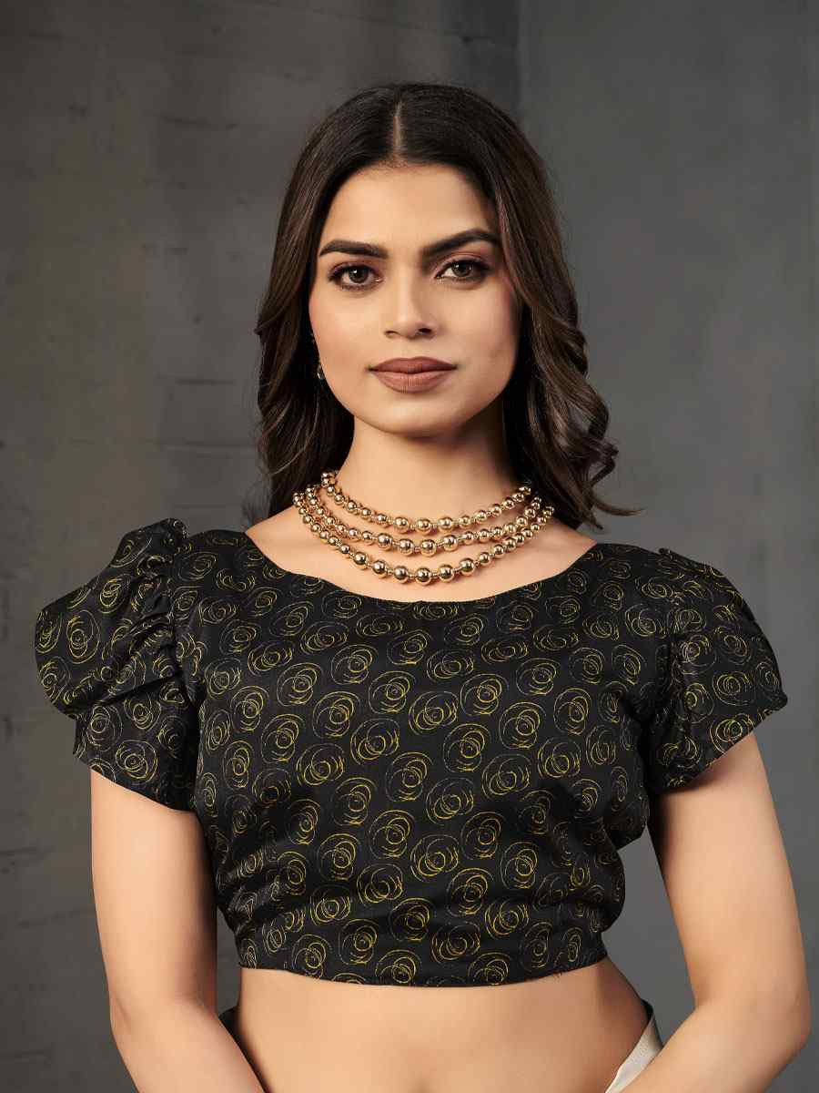 Black Malai Crepe Silk Printed Casual Reception Festival Wedding Fancy Classic Style Sarees