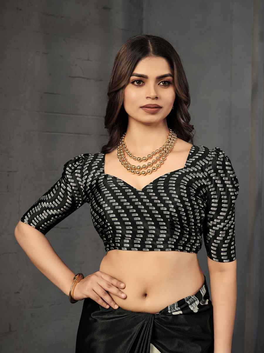 Black Malai Crepe Silk Printed Casual Reception Festival Wedding Fancy Classic Style Sarees