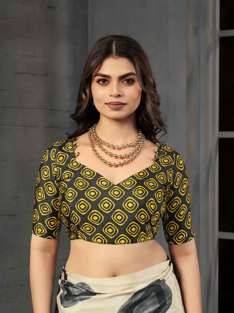 Black Malai Crepe Silk Printed Casual Reception Festival Wedding Fancy Classic Style Sarees