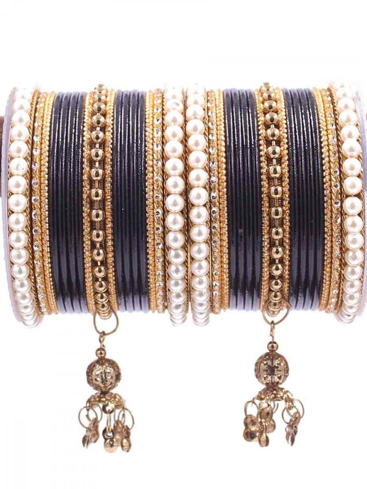 Black Metal Festival Wear Stone Bangles