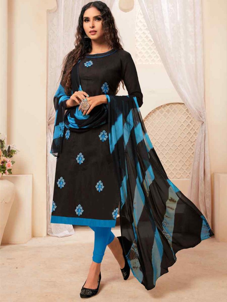 Black Modal Silk Embroidered Casual Festival Pant Salwar Kameez
